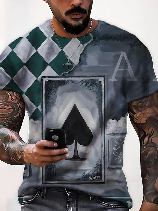 3D Skull Print Men's Graphic Tee with Vertigo Design