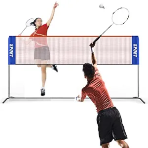 Adjustable Badminton Set with Net for Garden, Portable Tennis Volleyball Set, Kids Adults Nylon Sport Net for Beach Court Driveway,6.1m
