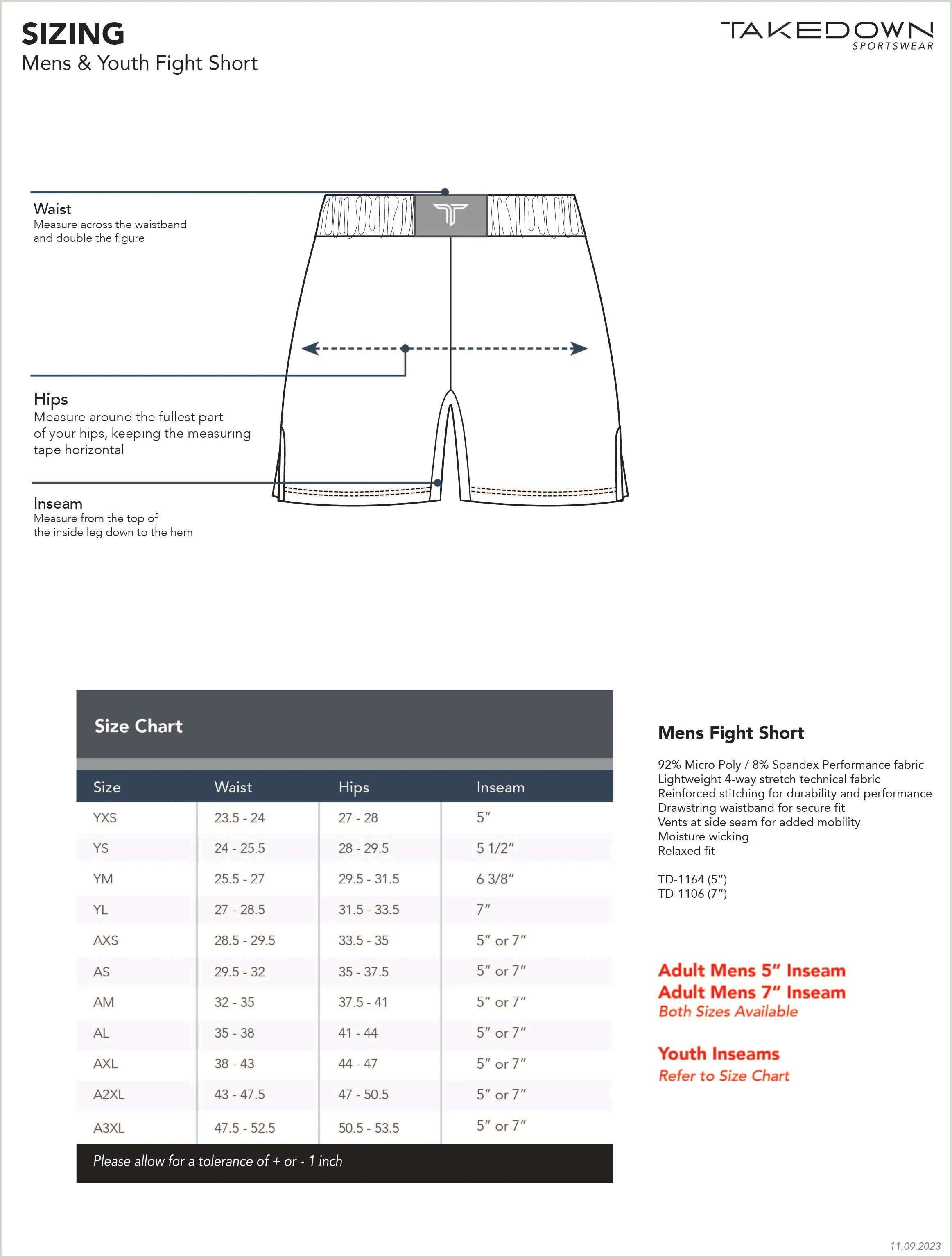 Bandana Fight Shorts (5"&7“ Inseam) - Red