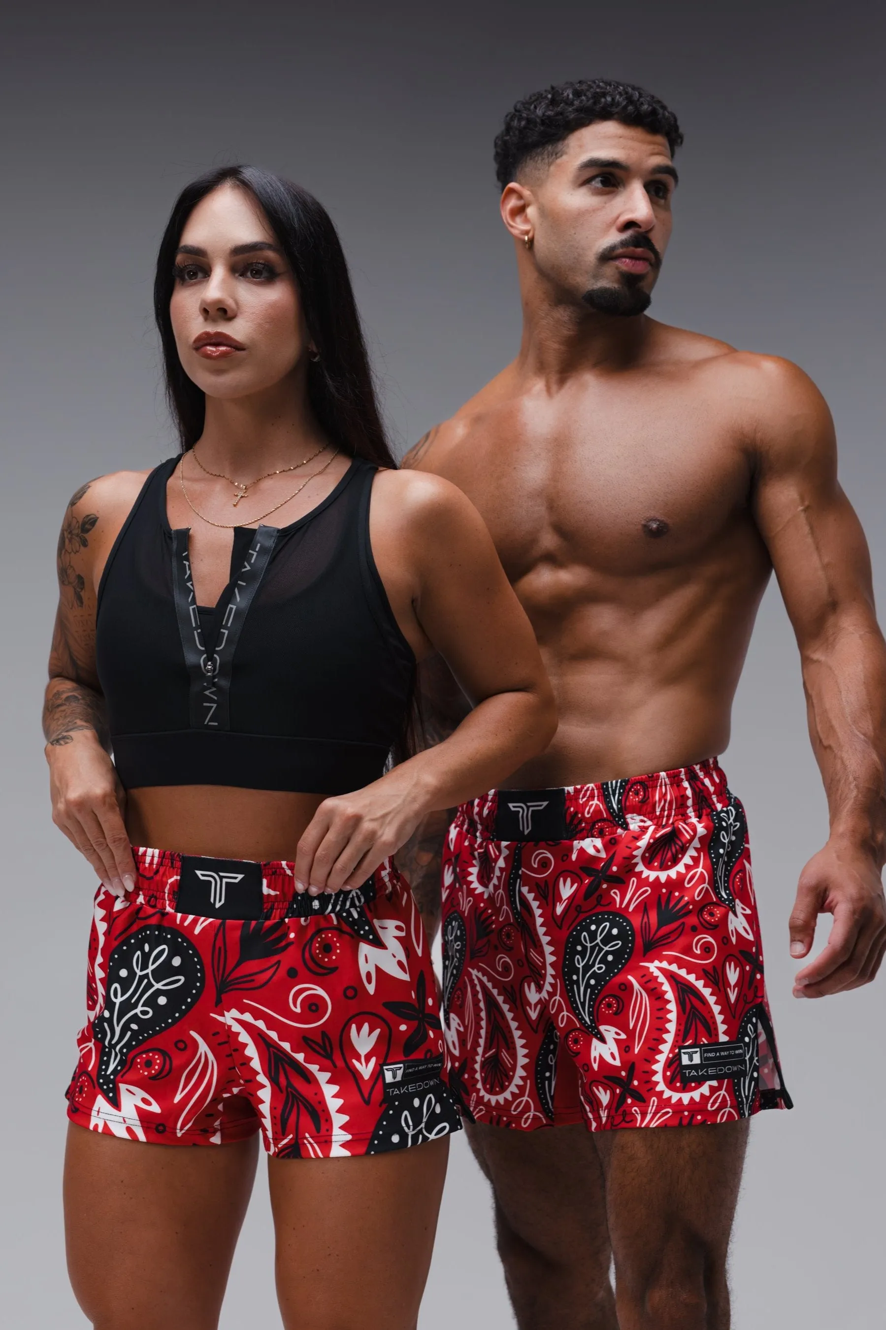 Bandana Fight Shorts (5"&7“ Inseam) - Red