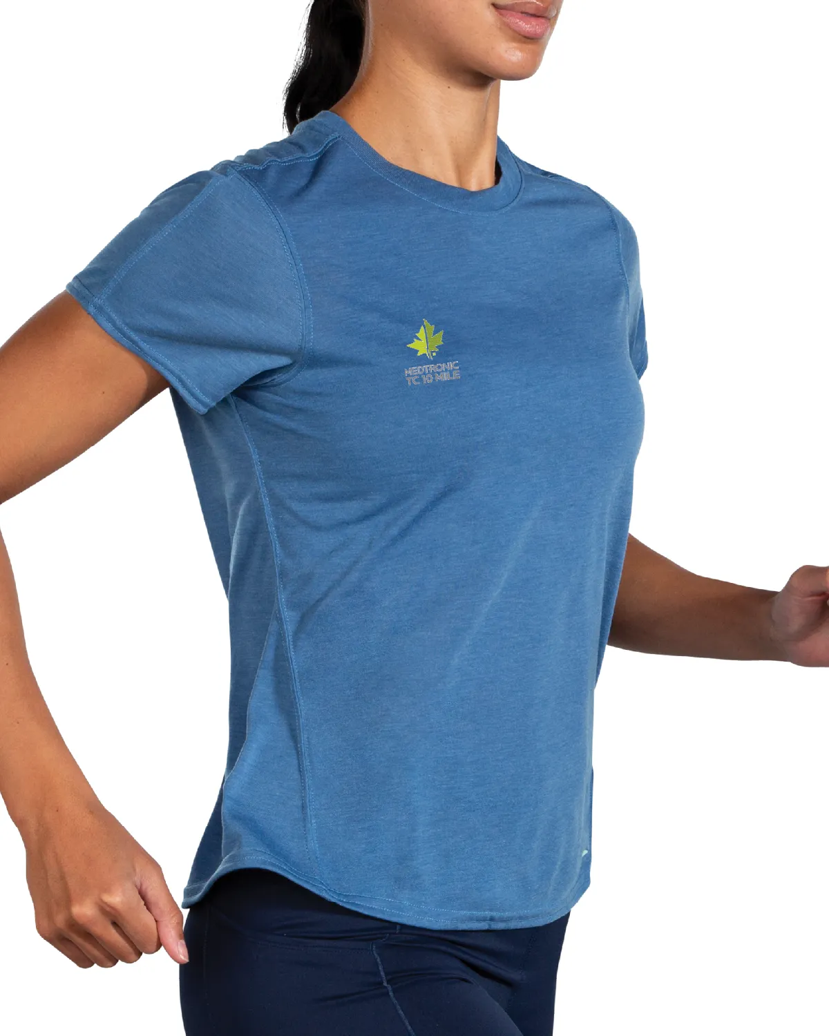 Brooks 10 Mile Distance Short Sleeve - Heather Blue Ash (Women's Sizing)