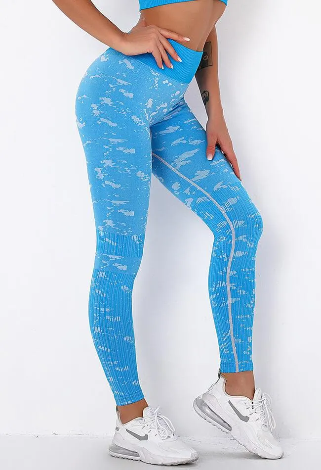Camo Print Space Dye Sports Leggings -  Soldier