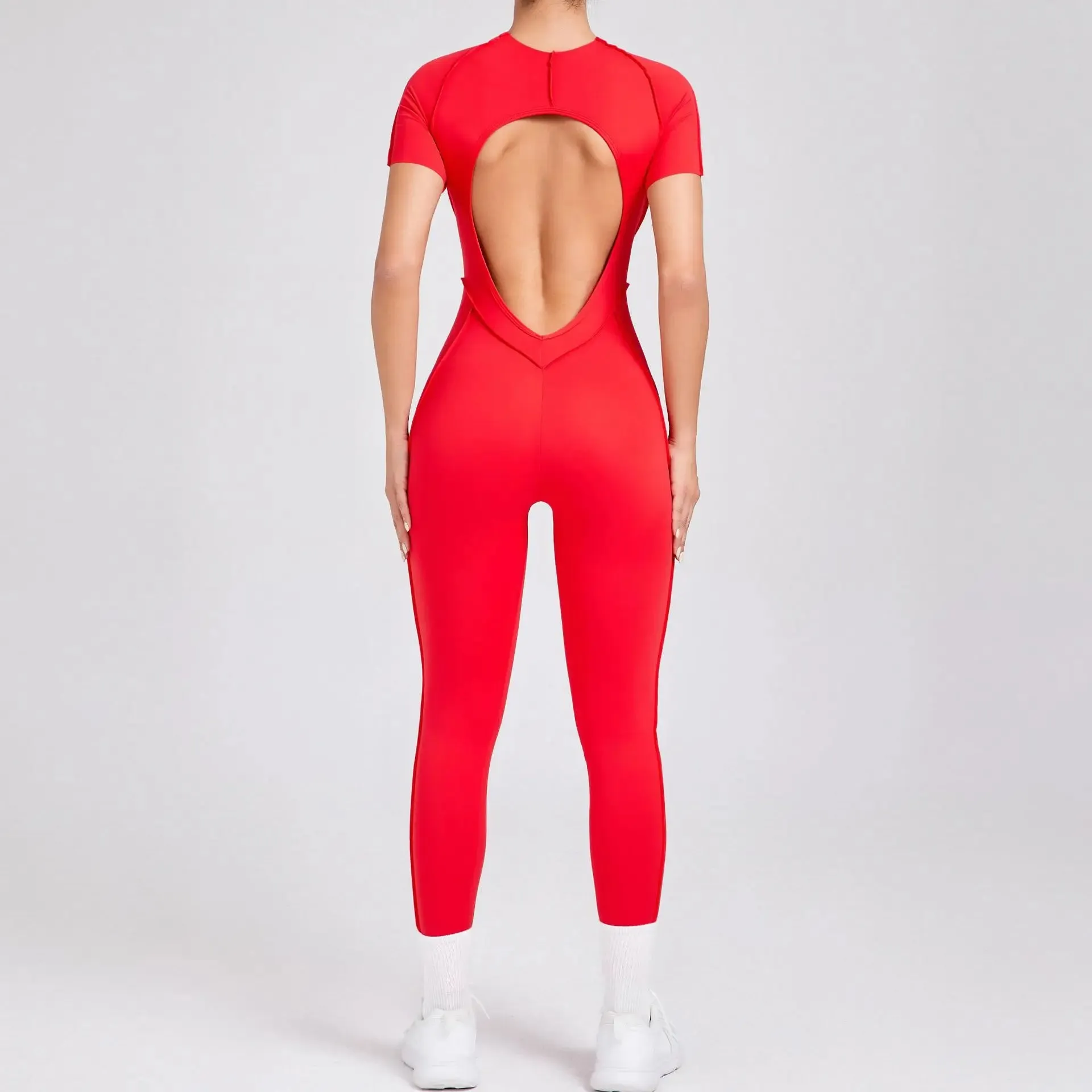 Chic Backless Gym Jumpsuit for Trendy Women