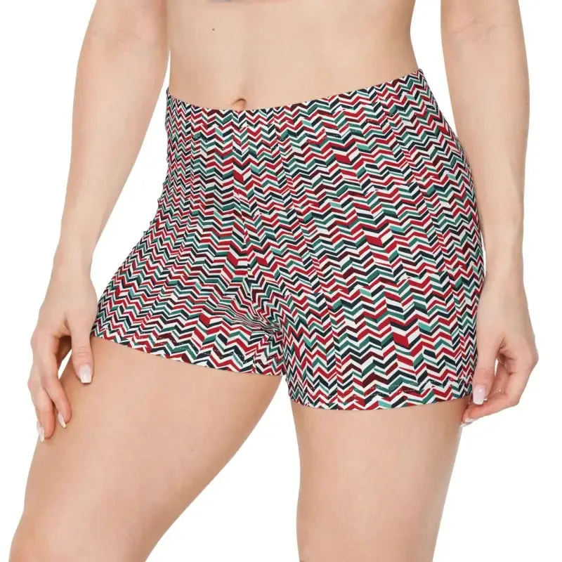 Colorful Zigzag Womens Shorts Moisture Wicking