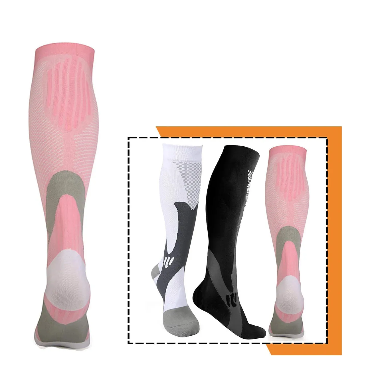 Compression Socks 20-30mmHg Athletic Medical Support 3 Pairs Multiple Sizes