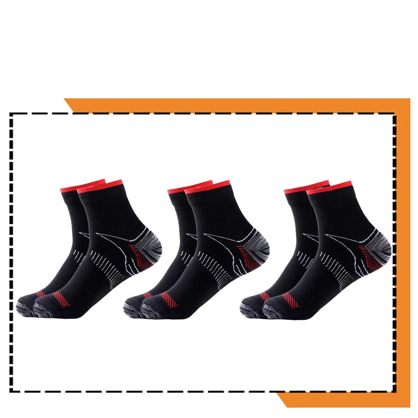 Compression Socks 20-30mmHg Athletic Medical Support 3 Pairs Multiple Sizes