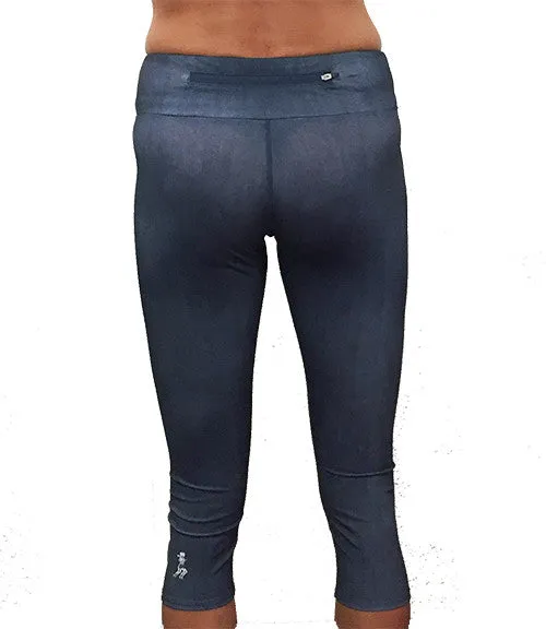Denim Print Running Capri