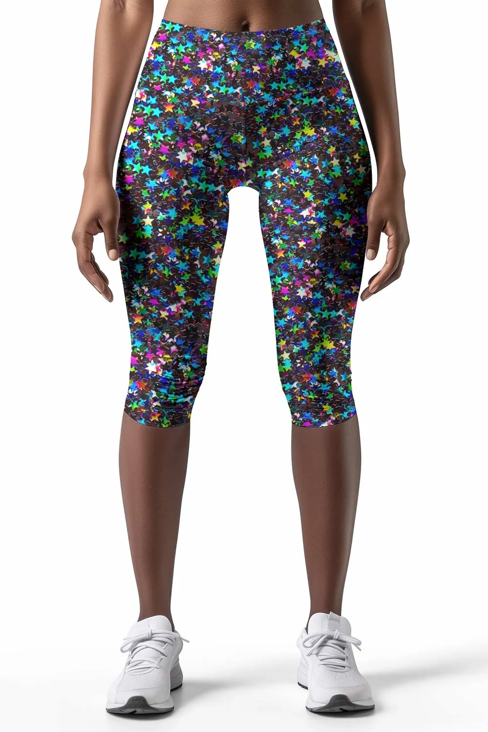 Fireworks Ellie Stars Print Performance Yoga Capri Leggings - Women