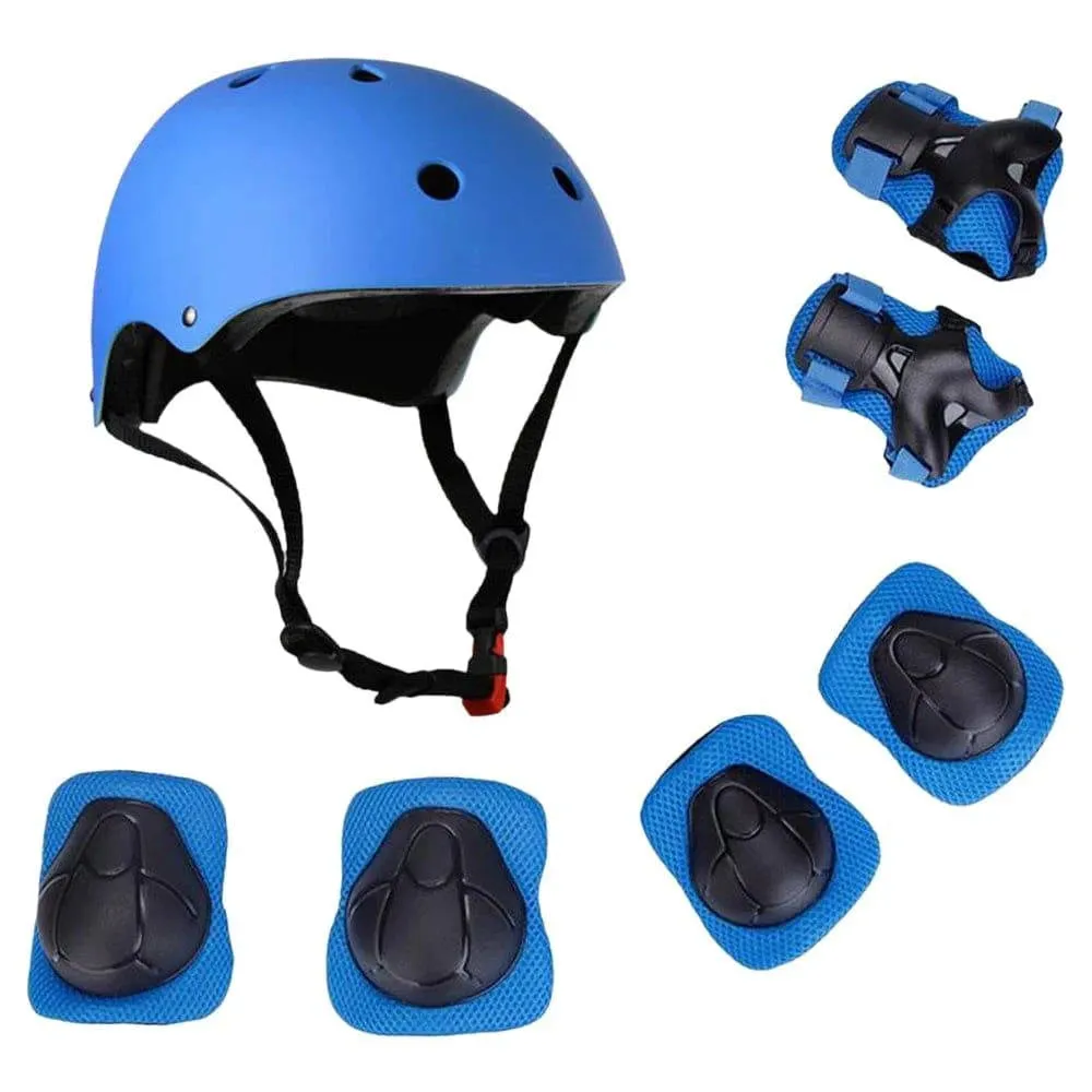 Kids 7 in 1 Helmet and Pads Set Adjustable Kids Knee Pads Elbow Pads Wrist Guards for Scooter Skateboard Roller Skating Cycling