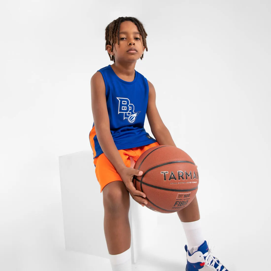 Kids' Sleeveless Basketball Jersey T500 - Blue