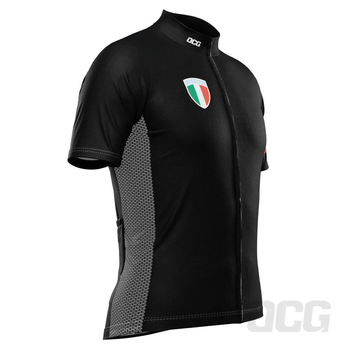 Men's Classic Italia Black National Flag Short Sleeve Cycling Jersey