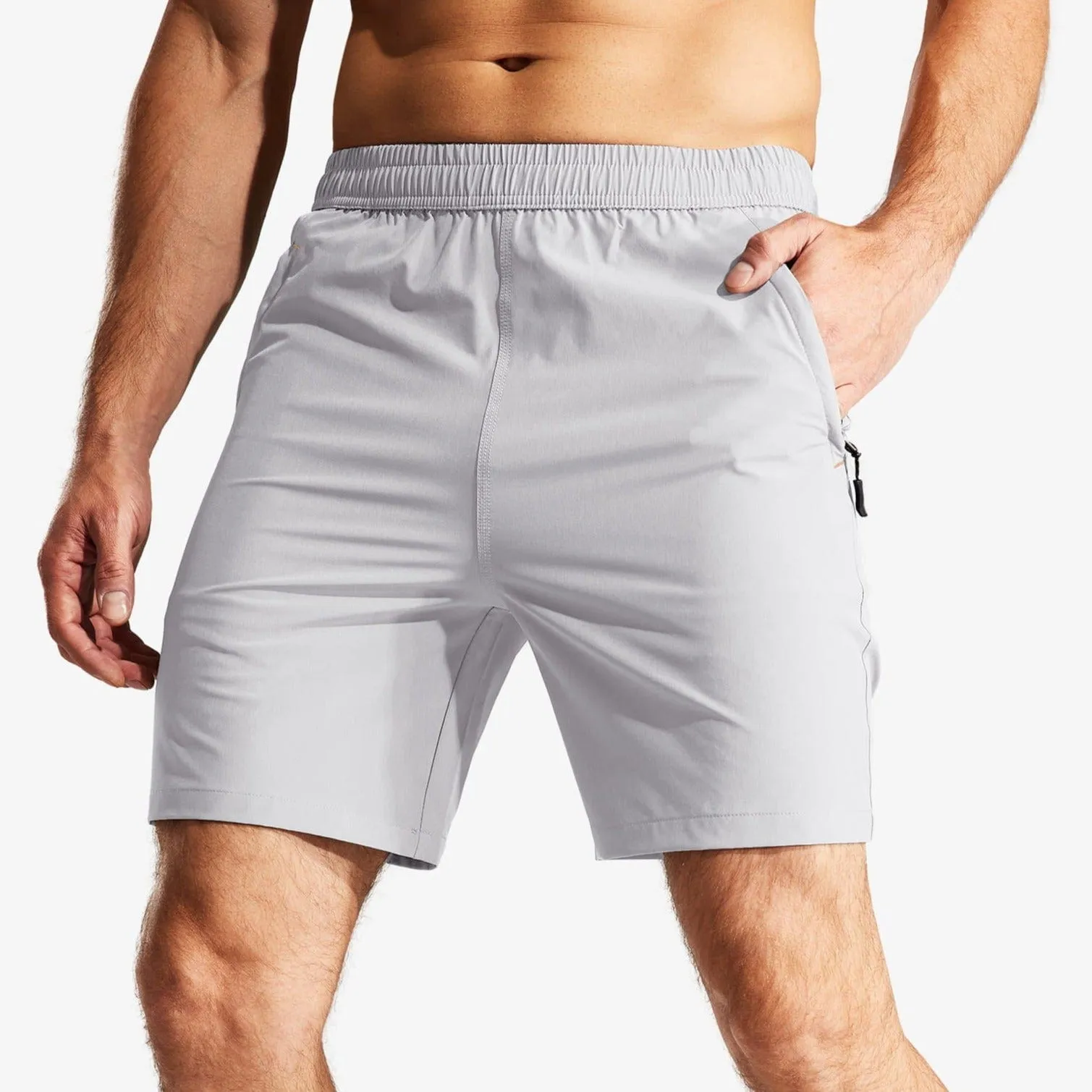 Men's Quick Dry Running Shorts with Zipper Pocket 7 Inch