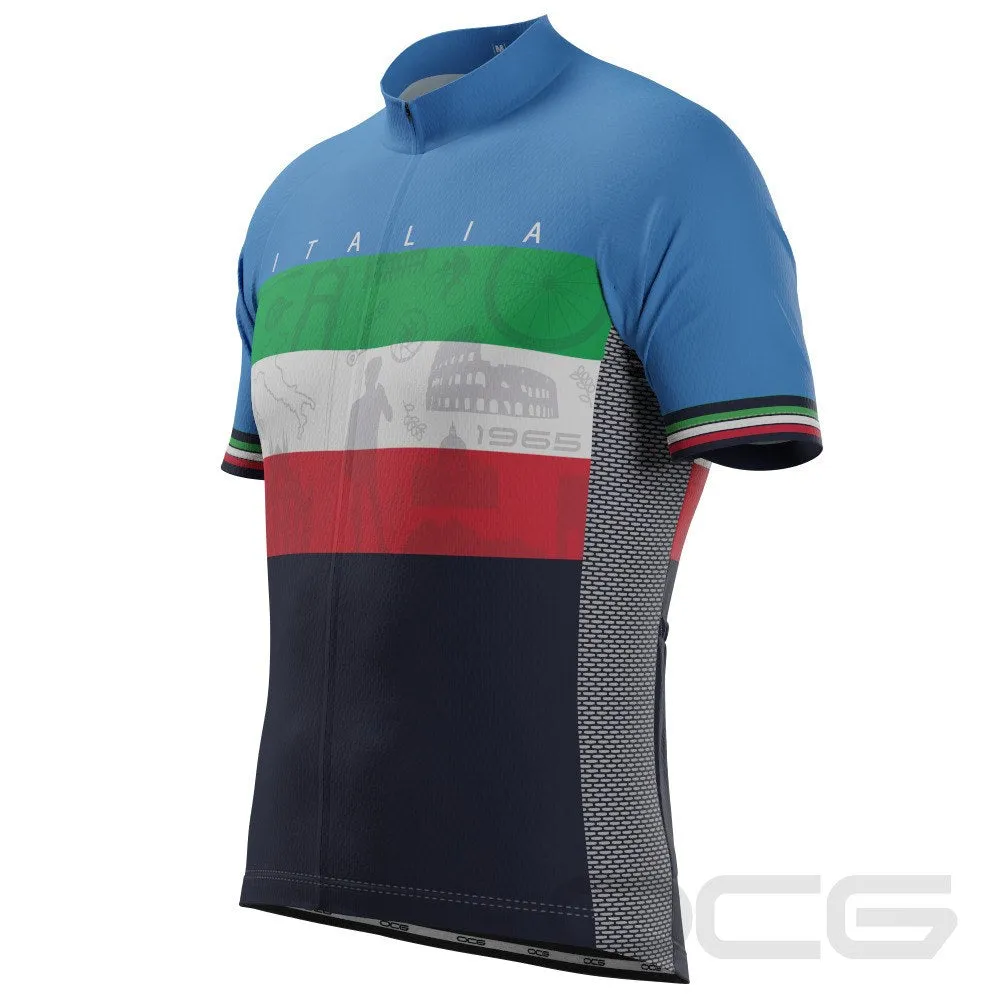 Men's Sites of Italy Italian Flag Short Sleeve Cycling Jersey