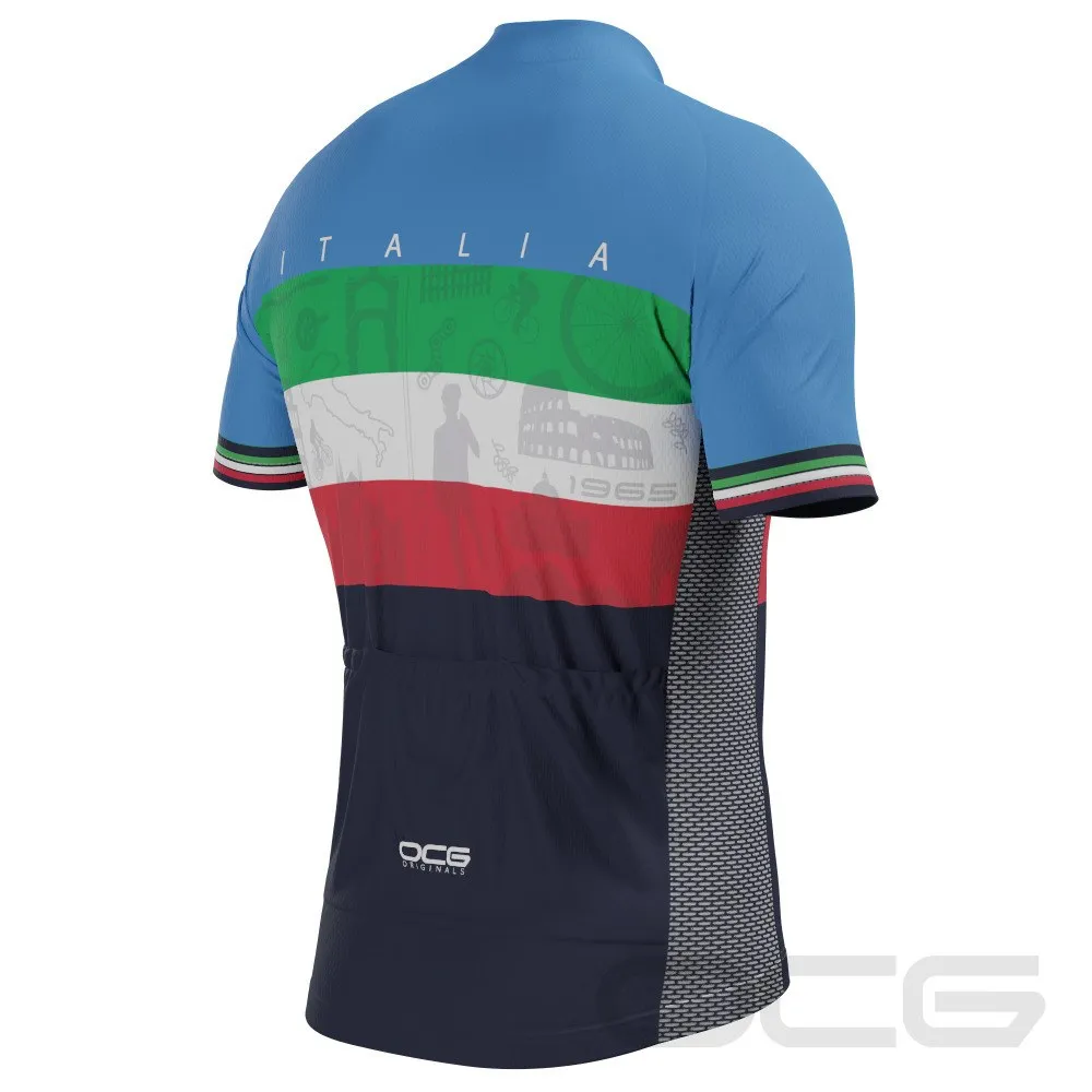 Men's Sites of Italy Italian Flag Short Sleeve Cycling Jersey