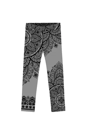 Nightfall Nirvana Lucy Grey Geometric Boho Print Cute Leggings - Kids