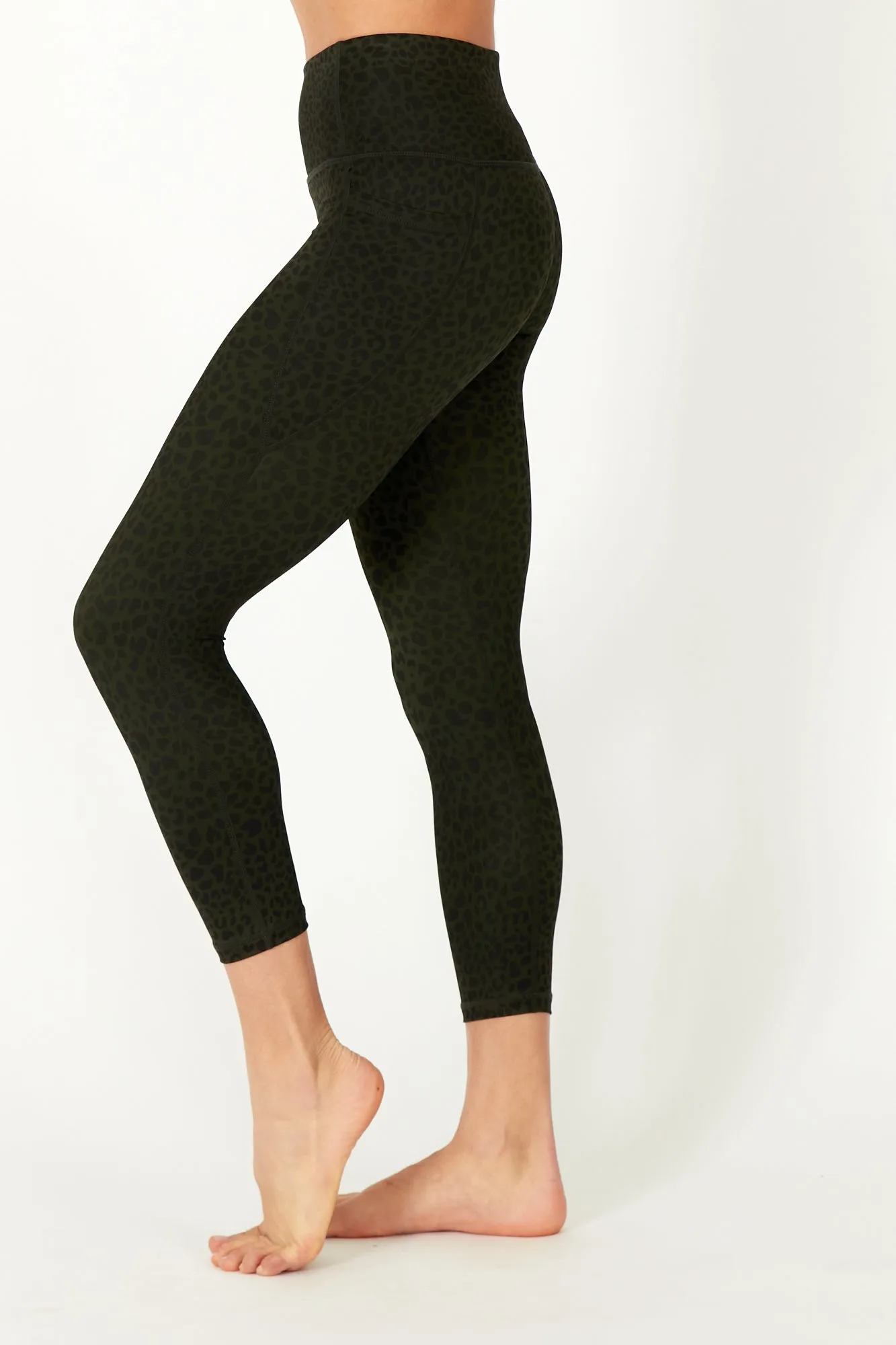 Olive Leopard High Waisted 7/8 Pocket Legging