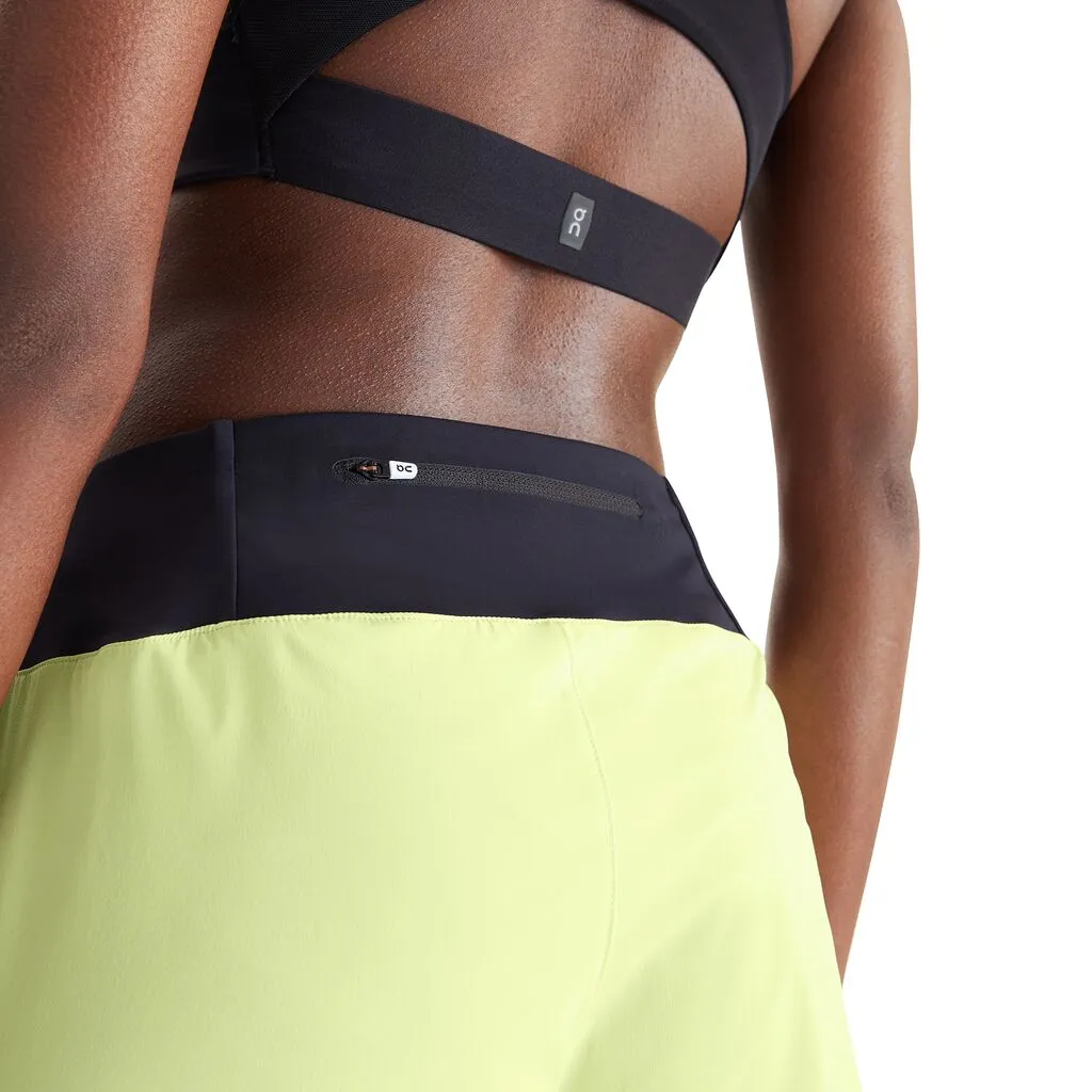 On Women's 5 Inch Running Shorts Hay / Black
