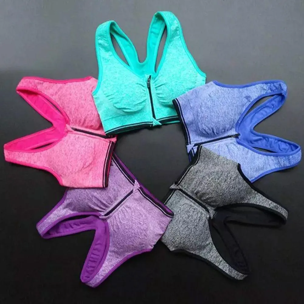 Pack Of 2 Zip Up Wire Free Sports Bra - Branded Sports Bra