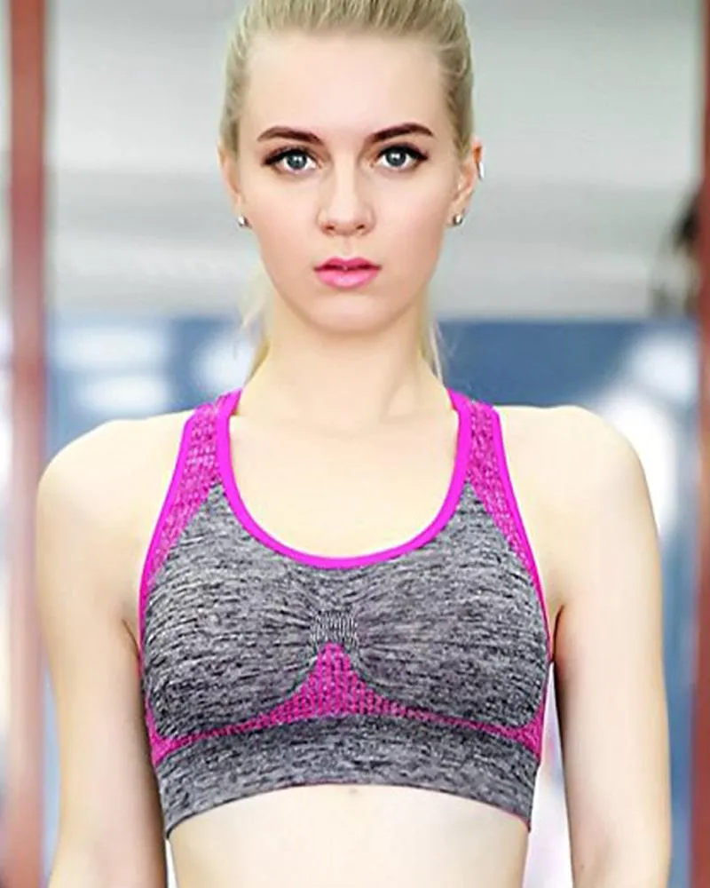Pink Stripe 3279 Sports & Jim,Yoga Padded Wirefree Bra For Ladies -Girls Sports Bra - By Lubunie