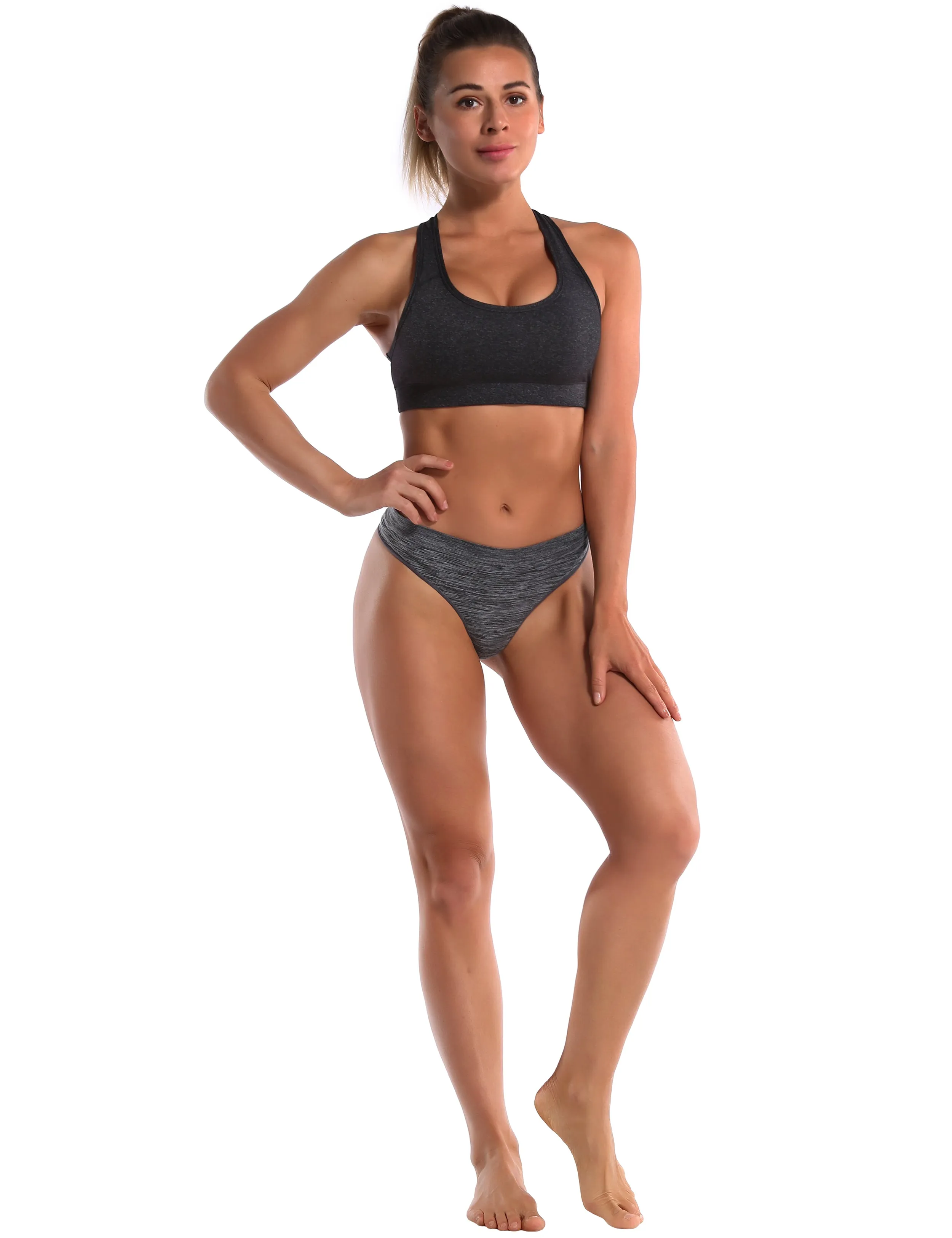 Seamless Sports Thongs Underwear heathercharcoal_Biking