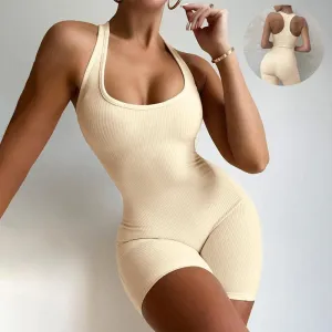 Sleeveless Backless Fajas Shapewear Jumpsuit – Fitness Yoga Bodysuit