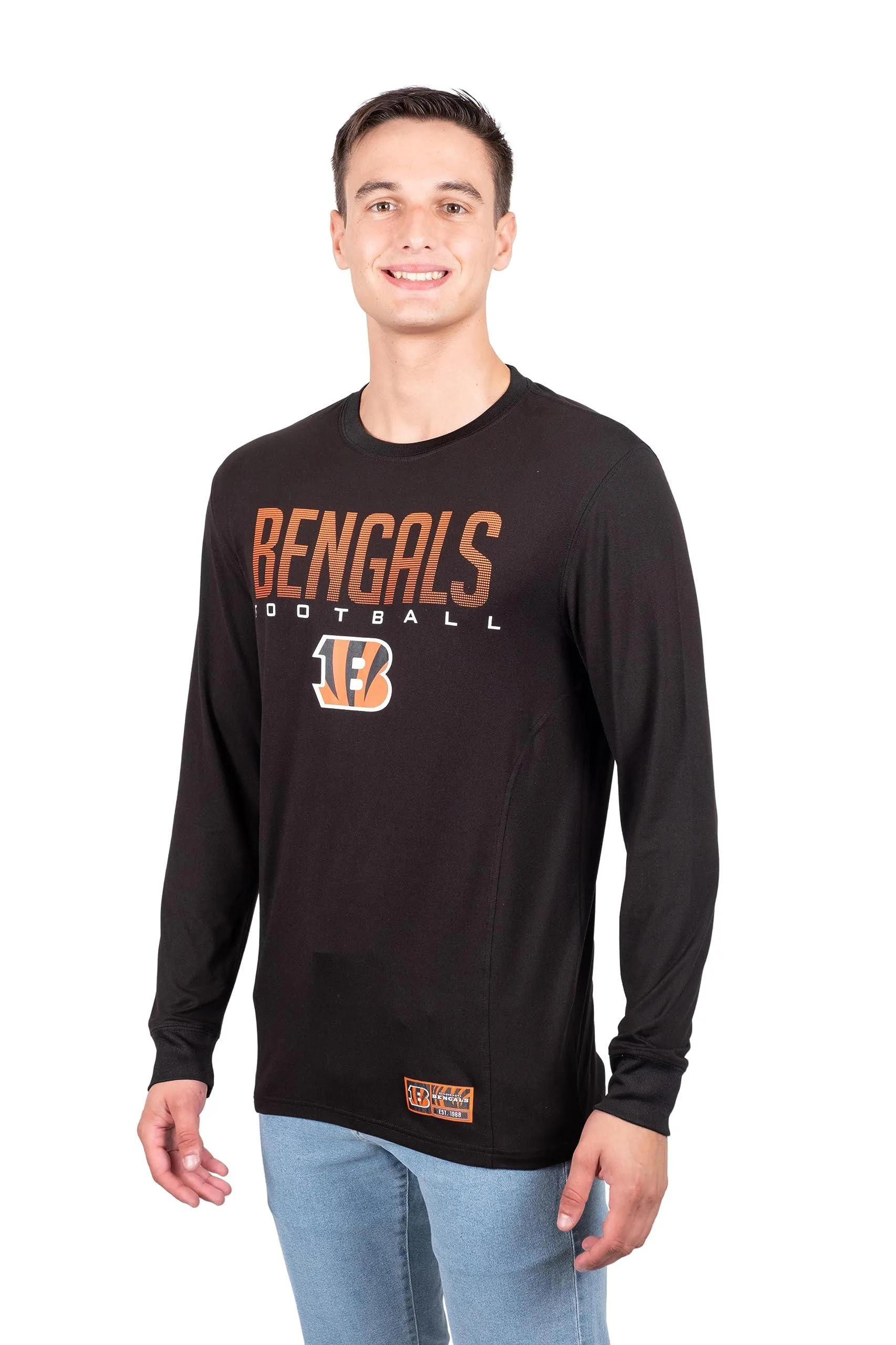 Ultra Game NFL Official Adults Super Soft Game Day Long Sleeve T-Shirt - Unisex, Cincinnati Bengals, Team Color|Cincinnati Bengals