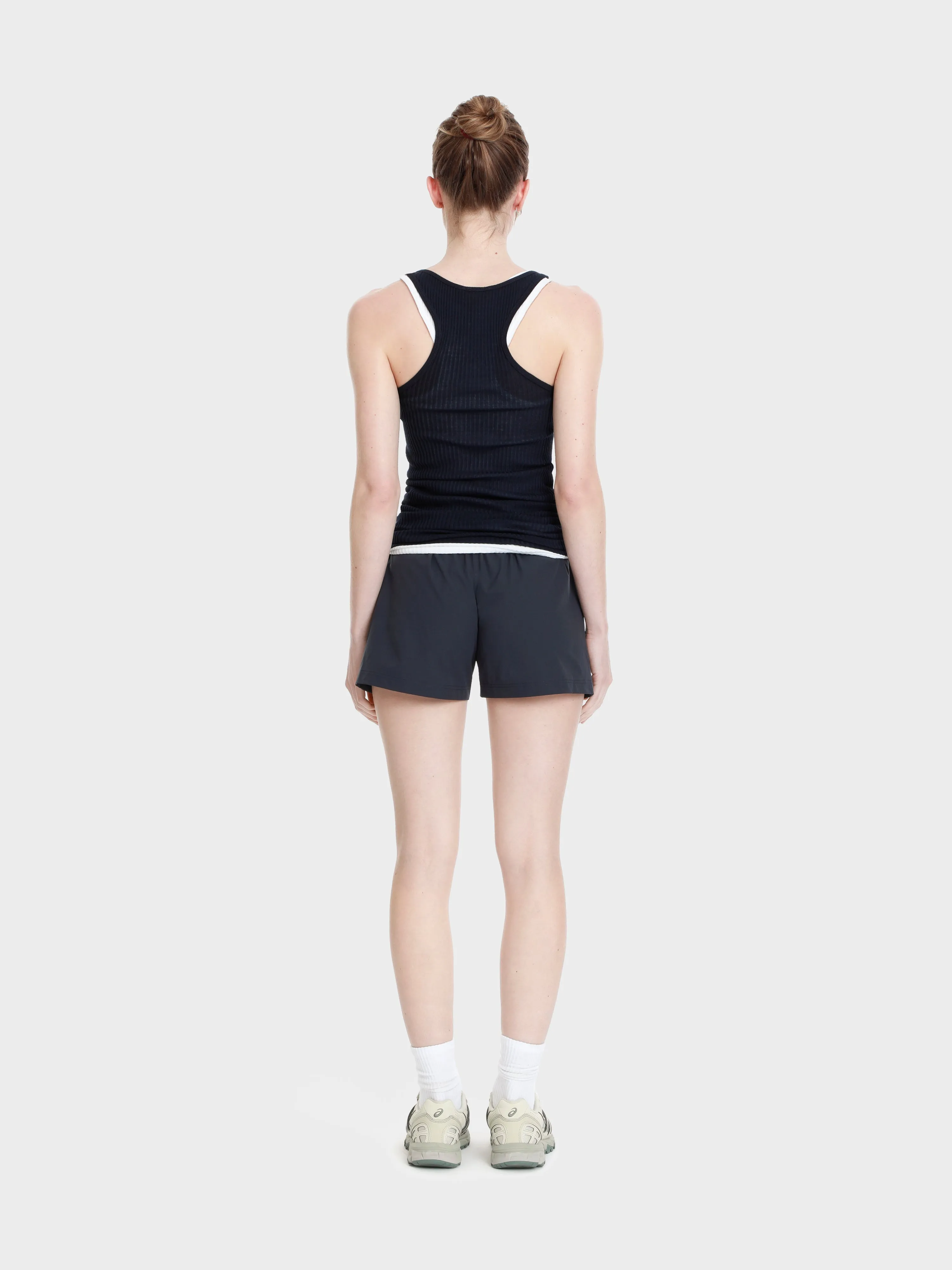 Unisex running stretch taffeta shorts zip pockets