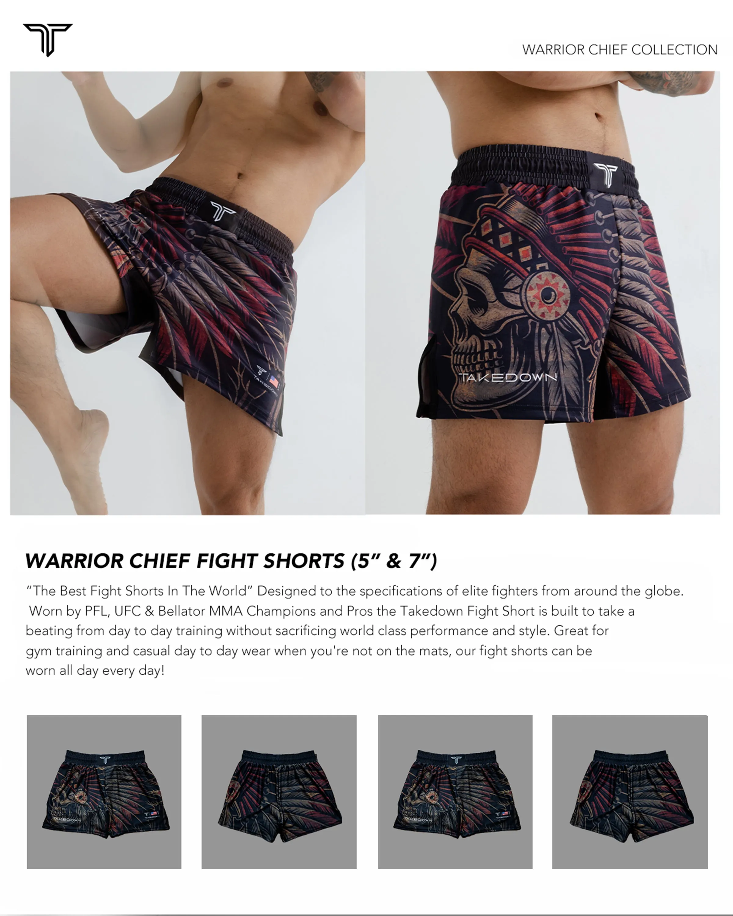 Warrior Chief Fight Shorts (5"&7“ Inseam)