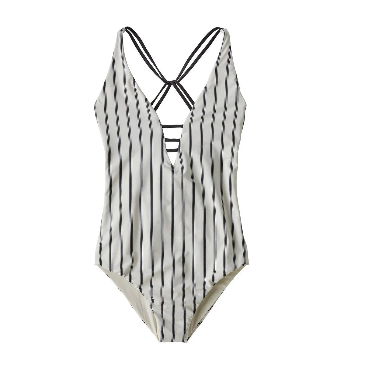 W's Reversible Extended Break 1pc Swimsuit - Sentinel Stripe: Ink Black